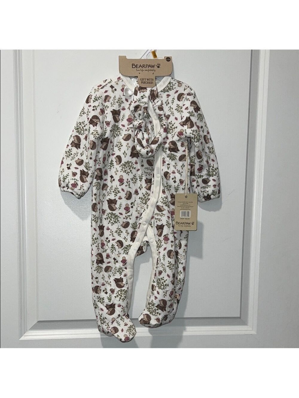 BearPaw Kids Floral Footie - Cream and Brown NWT 6-9 months